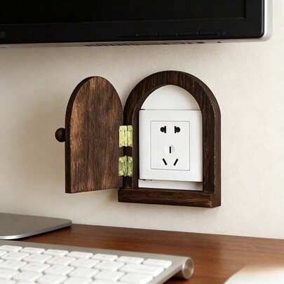 1pc Handmade Wooden Power Socket Cover Plate (Non-Electrical), Crafted With Wooden Structure, Covers And Decorates Electrical Outlets, Dust-Proof, Suitable For Living Room, Bedroom Wall Decor, Home Furnishing, Protects And Enhances Spatial Aesthetics