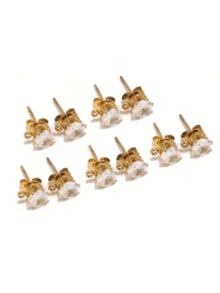 10 Pieces/Set Elegant Stainless Steel Cubic Zirconia DIY Earring Accessories, Perfect For Women's DIY Jewelry Making - Clear - View 6