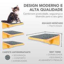 Prateleiras Para Gatos Tam M 4pçs MDF 15mm REFORÇAFO Já Montados Com Carpete Aniderrapante Gatificação Playground Para Gato - Chumbo - Visão 2