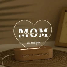 1 個 MOM Love 壓克力夜燈，桌面裝飾夜燈，母親節，可客製化愛心形狀燈，可客製化文字燈，個性化可愛生日禮物，節日禮物，臥室夜燈，母親節禮物，妻子/母親禮物 - 黃光 - 查看 7