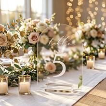 Acrylic Curved Frosted Table Number Plates-Modern Minimalist Wedding & Event Decor For Parties Weddings Celebrations - A - View 6