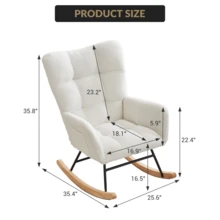 Silla basculante con respaldo alto y bolsillo lateral, Tapicería de oso, Sillón ergonómico para servicio de comedor, Sala de estar, Dormitorio, Enfermería - Beis - Ver 2