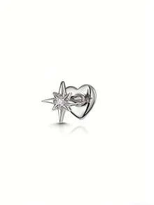 1pc 925 Sterling Silver Bohemian Octagonal Star Cubic Zirconia Earring, Delicate Ear Cartilage Piercing Gift For Women - Silver - View 7