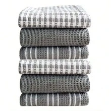 1 Set Of Soft, High-Absorbency Kitchen Dish Cloths - Large, Durable Waffle Weave Dishcloths, Offering Solid Color, Plaid And Striped Designs For Easy Cleaning And Drying - Ideal For Cooking, Baking And Tea Time - 45*65cm - View 9