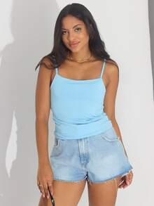 Kit 3 Cropped Women's Tank Top Strappy Basic Summer Suplex - 淡藍色/淡粉紅色/黑色 - 查看 5