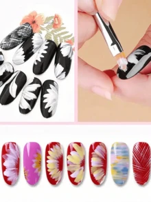 8件套美甲花瓣画笔套装，3D美甲凝胶绘画画笔，专业丙烯画笔，渐变绘画，美甲DIY工具配件 - 彩色 - 查看 2