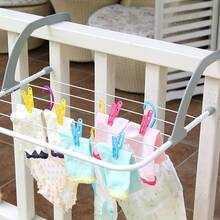 Adjustable Folding Drying Rack, Lightweight Collapsible Telescopic Balcony Window Hanging Clothes Rack, Clothing Socks Plant Storage Rack, Towel Rack, For Balcony, Radiator Railing, Windowsill Towel And Clothing Drying Rack, Balcony Storage - Multicolor - View 8