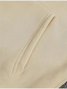 Brooklyn New York Unisex Fleece Sweatshirt, Long Sleeve, Flannel Lined, With Pocket And Kangaroo Hood, Warm For Winter - 卡其色 - 查看 2