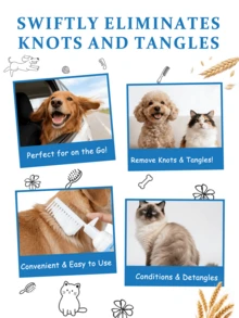 GJYC PET Bàn chải xốp gỡ rối lông thú cưng 2 trong 1 kèm dầu xả không cần xả - Dụng cụ chải chuốt thú cưng không mùi, gỡ rối chuyên nghiệp cho chó và mèo. - trắng - Xem 4