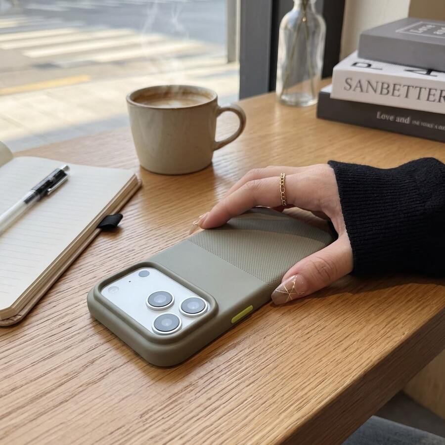 DECOPHONE 灰色纹理 MagSafe 手机壳，TPU+PC 防摔超薄保护壳，精准开孔，优质材料，兼容 Apple 17 - 灰色 - 查看 1