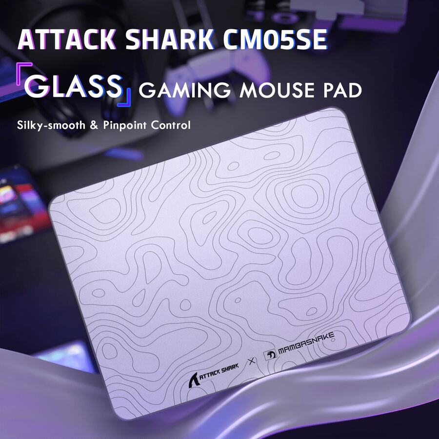 ATTACK SHARK Tấm lót chuột kính CM05SE dành cho chơi game, tấm lót chuột siêu mượt với bề mặt nano, tấm lót chuột kính cường lực giúp kiểm soát tốc độ chính xác cho chơi game và công việc văn phòng. - Xem 1