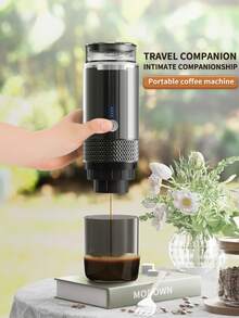 1 pieza Cafetera portátil inalámbrica, máquina de espresso portátil, cafetera para auto, recargable por USB, diseño portátil inalámbrico, compatible con café molido y cápsulas, adecuada para viajes, autocaravana, senderismo, camping, oficina, sin función de calentamiento - Ver 7