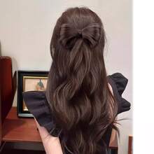 Bow-Shaped Hair Clip With Curly Wig - Multicolor - View 4