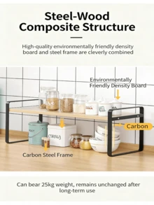 Multi-Tier Iron Storage Rack, Desktop Organizer Shelf, Small Office Desk Bookshelf, Display Rack, Desktop Storage Box, Bedroom Dorm Room Decor, Kitchen Countertop, Vanity Makeup, Desktop Organizer, Stainless Steel Multi-Function Household Spice Rack - White - View 5