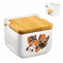 Tarro de Condimentos de Cerámica con Tapa de Madera, Recipiente de Cocina Antihumedad con Cuchara - Blanco - Ver 10