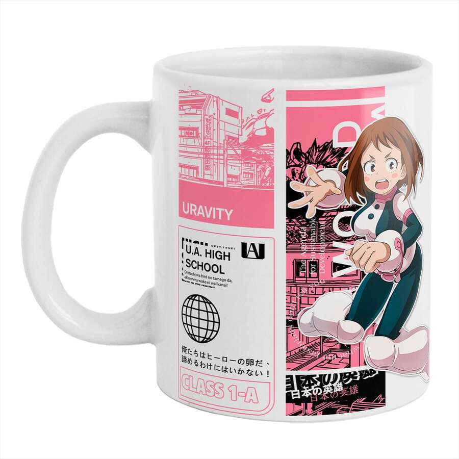 Taza de Uravity Ochaco Uraraka Clase 1-A Zero Garvity My heró academiá Boku no Hero Anime Céramica - Blanco - Ver 1