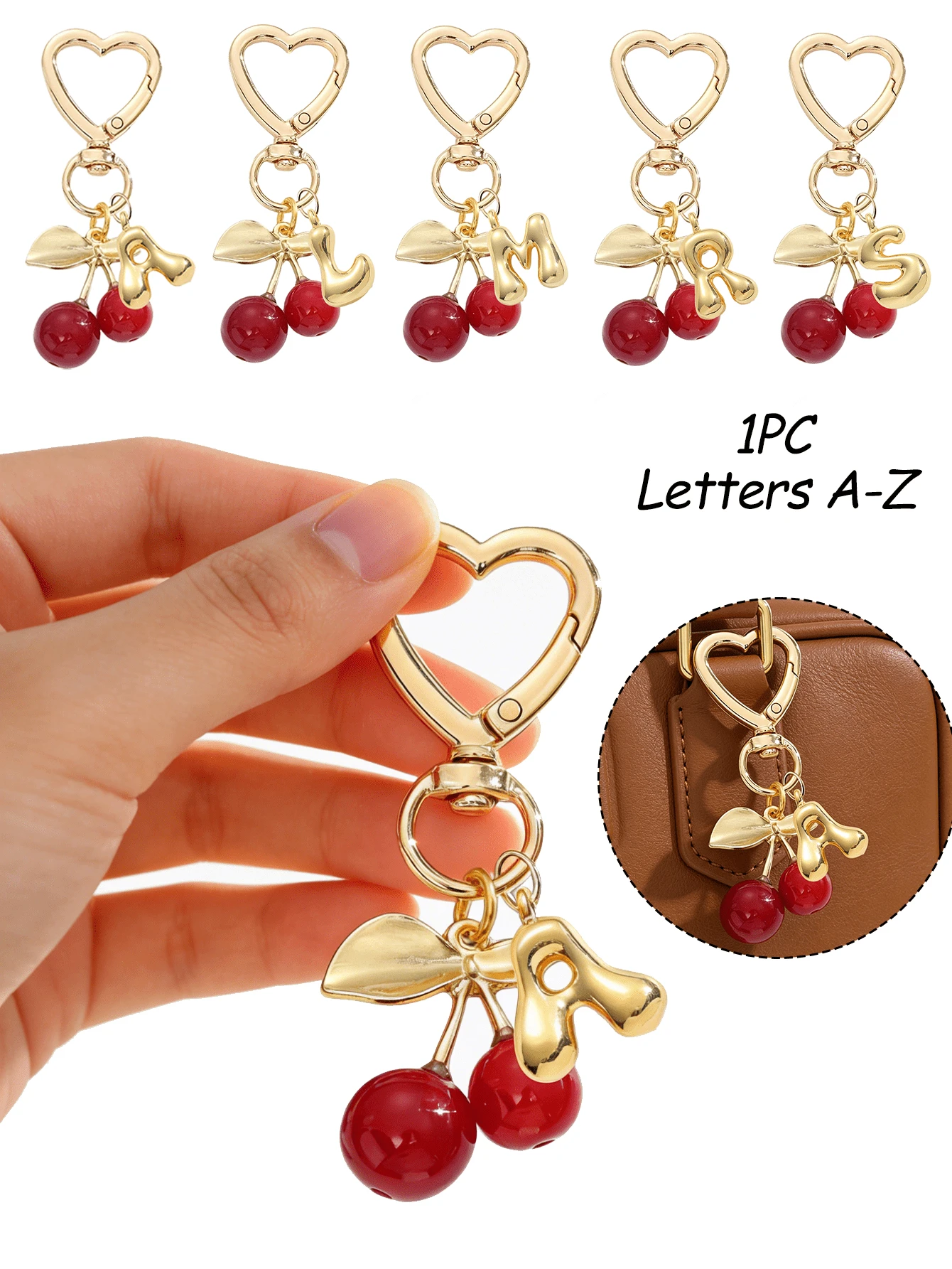 Elegante portachiavi con lettera in oro e decorazione con fiocco di perle, pendente tridimensionale con lettere da A a Z, elegante portachiavi in lega, ciondolo per borsa, zaino, auto, accessorio perfetto per uso quotidiano delle donne, regalo ideale per coppie, portachiavi classico e semplice, decorazione, accessorio per borse, adatto come regalo per amici, famiglia, coppie, fidanzate, regalo importante, souvenir per le vacanze - Multicolore - Visualizzare 1