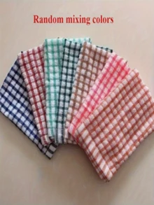 5 chiếc khăn lau bát đĩa kẻ caro, khăn lau bàn, khăn ăn kẻ caro màu ngẫu nhiên, khăn ướt thấm hút, khăn lau nhà bếp, khăn lau tái sử dụng, khăn lau chén - Màu ngẫu nhiên - Nhiều màu - Xem 12