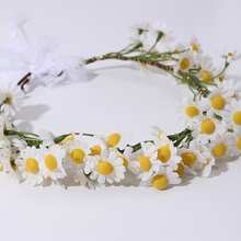 1pc White Daisy Flower Crown, Suitable For Party, Gathering, Holiday, Beach, Wedding - Multicolor - View 4