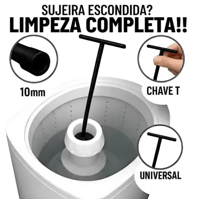 Chave T 10mm Longa 52cm Profissional Para Sacar Agitador De Lavadora Universal