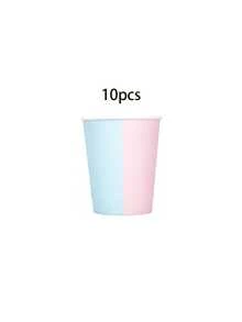 10 pezzi/20 pezzi/50 pezzi/80 pezzi Piatti di carta, tovaglioli, bicchieri a tema Gender Reveal, colore rosa chiaro e blu chiaro, adatti per festa di nascita, compleanno, decorazione per matrimonio per bambino e bambina - Multicolore - Visualizzare 11