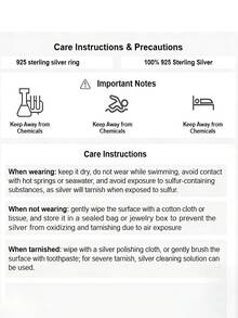 1枚S925纯银蓝色宝石星芒戒指，优雅高品质珠宝，适合女性订婚/求婚，也适合日常佩戴。 - 銀色 - 查看 7