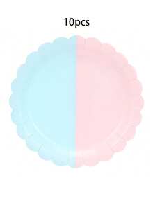 10 pezzi/20 pezzi/50 pezzi/80 pezzi Piatti di carta, tovaglioli, bicchieri a tema Gender Reveal, colore rosa chiaro e blu chiaro, adatti per festa di nascita, compleanno, decorazione per matrimonio per bambino e bambina - Multicolore - Visualizzare 7