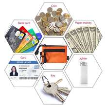 极简时尚零钱包卡包，带钥匙扣的小钱包 - 橘色 - 查看 2