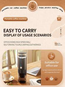 1 pieza Cafetera portátil inalámbrica, máquina de espresso portátil, cafetera para auto, recargable por USB, diseño portátil inalámbrico, compatible con café molido y cápsulas, adecuada para viajes, autocaravana, senderismo, camping, oficina, sin función de calentamiento - Ver 8