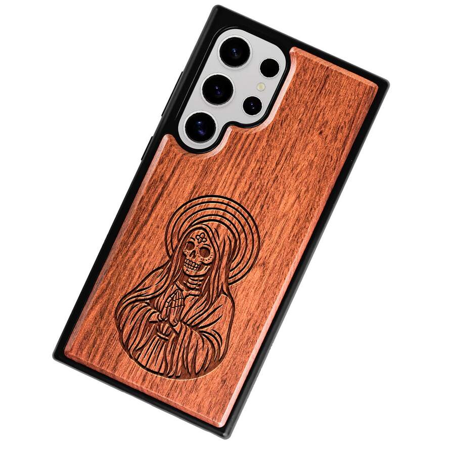 Funda Compatible con Sámsumg Gálaxi Madera Santa Madera Grabada Protector Carcasa Anticaídas a Prueba De Golpes TPU. - Madera - Ver 1