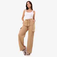 Women's Cargo Pants With Pockets Winter Drawstring Sweatpants - Beige - View 1
