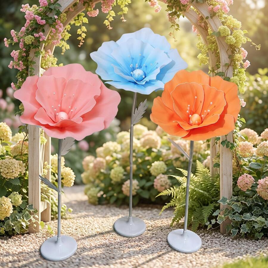 Large Artificial Poppy Foam Flower, Artificial Flower Heads For Wedding Backdrop, Stage Decor, Corridor Guidance, Home Decor, Center Piece, Valentine's Day, Graduation Ceremony