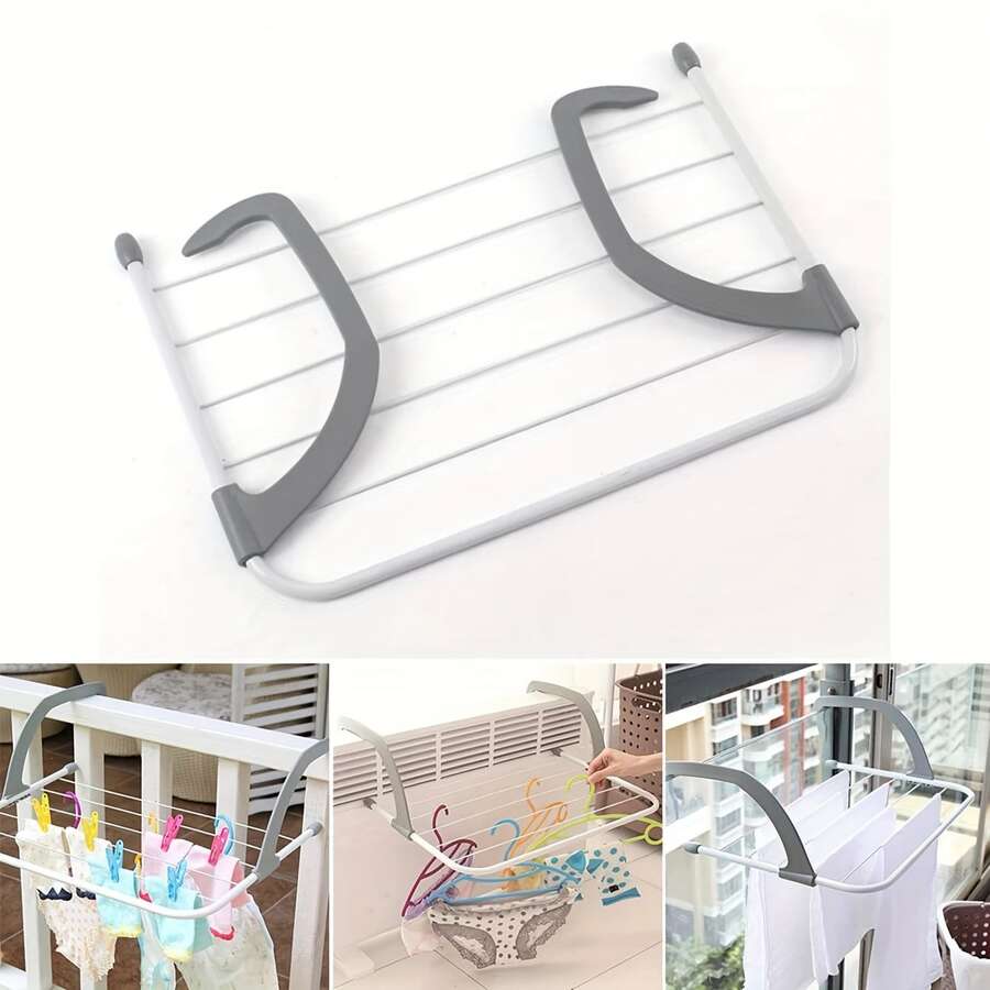 Adjustable Folding Drying Rack, Lightweight Collapsible Telescopic Balcony Window Hanging Clothes Rack, Clothing Socks Plant Storage Rack, Towel Rack, For Balcony, Radiator Railing, Windowsill Towel And Clothing Drying Rack, Balcony Storage