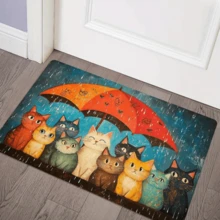 1PC Cat-Themed Non-Slip Floor Mat Featuring An Umbrella Pattern-Suitable As A Bathroom Safety Mat Or A Decorative Home Accent. | Rugs, Floor Mats, Bedroom Rugs, Kitchen Mats, Home Decor, Doormats | Also Makes A Great Gift For Cat Lovers. - A - View 4
