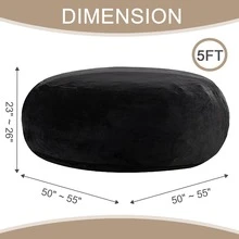 SANAE 5FT Giant Bean Bag Chair, Foam-Filled Large Sofa Chair With Removable Cover – Suitable For Adults & Children, Living Room Use - màu đen - Xem 7