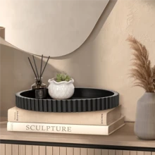 白色或黑色波浪矽膠圓盤托盤-多用途裝飾品,適用於客廳/餐廳/廚房/浴室 | 咖啡桌中心裝飾/水果收納架,居家裝飾,香水展示與時尚中心裝飾品 - 矽膠托盤 - 查看 9
