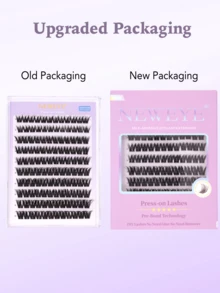 Neweye 120 Stück V-förmige, selbstklebende Wimpern, D-Krümmung, selbstklebende Wimpernbüschel, flauschig, 10-16 mm gemischt, einzelne selbstklebende DIY-Wimpernverlängerungen, klebefrei, Büschel-Wimpern, natürlich, fließend, Wimpernverlängerung, Geschenk für Frauen & Mädchen Make-up Tools - D - View 9