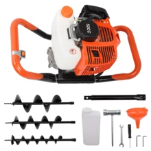 Lislark Petrol Auger Post Hole Digger - 52cc Fence Post Digger Tool For Tree Planting, Poles And Shrubs - Orange Engine - View 2