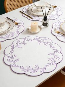1-200pcs 15 Inch Embroidered Floral Fabric Placemats, Holiday Wedding Party Decor, Easy Clean Wipeable Non-Slip, Suitable For Home Dining Room And Restaurant, Table Decoration, Home Goods - Multicolor - View 19