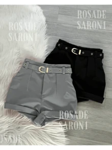 Set Of 2 Two Tailored Shorts + Belt Fashion Blogger  2025 - Grey - View 1