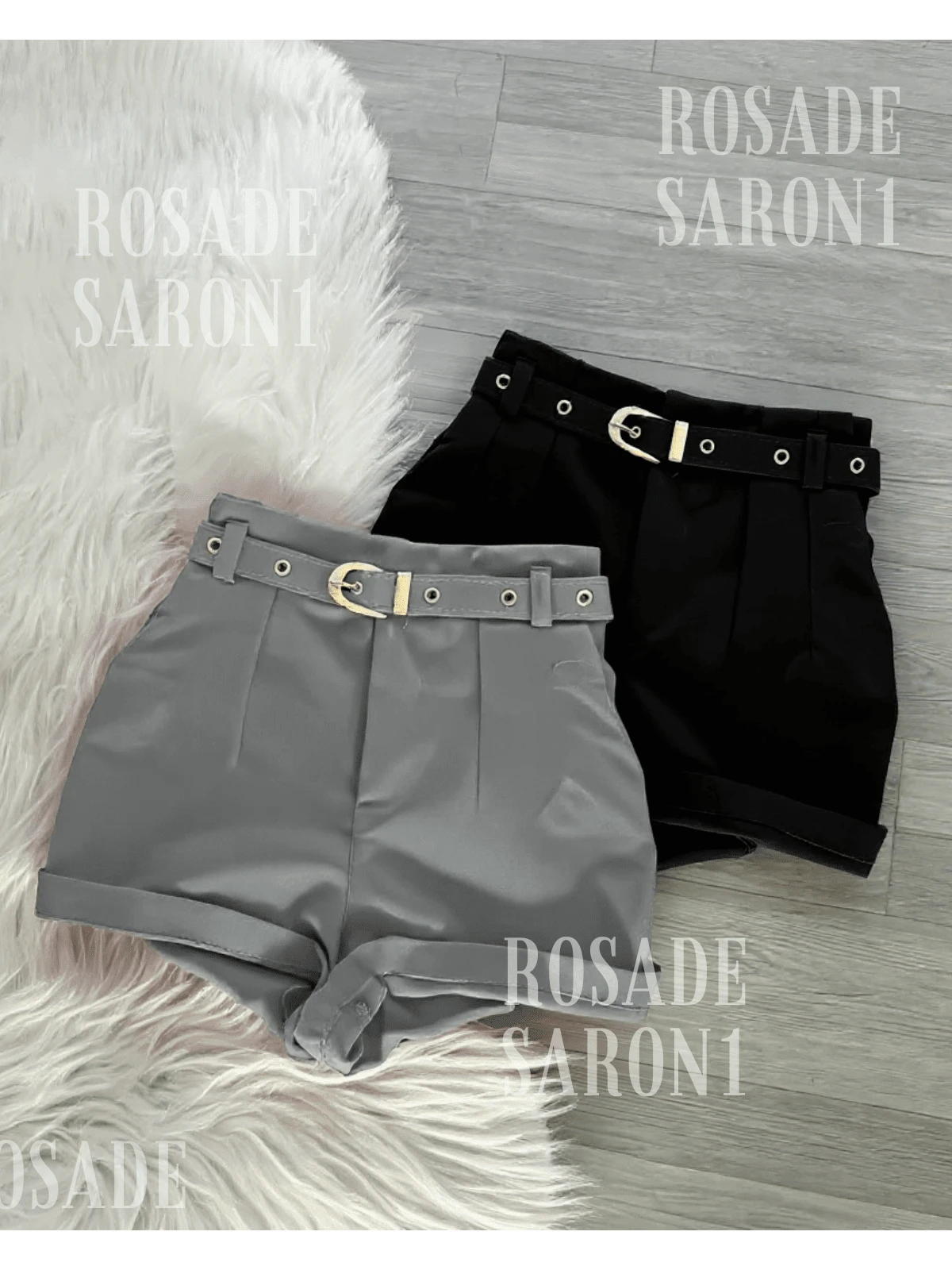 Set Of 2 Two Tailored Shorts + Belt Fashion Blogger 2025 - Grey - View 1