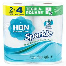 Sparkle Tear-A-Square Paper Towels, 2 Double Rolls (220 Sheets Total), Strong 2-Ply Absorbent Towels For Kitchen Cleanup & Everyday Messes, Tear Full, Half Or Quarter Sheets To Reduce Waste, Budget-Friendly Value, Long-Lasting 110 Sheets Per Roll, Family-Friendly For Spills & Little Hands, From Responsible Sources, Household Cleaning Essentials - A - View 4