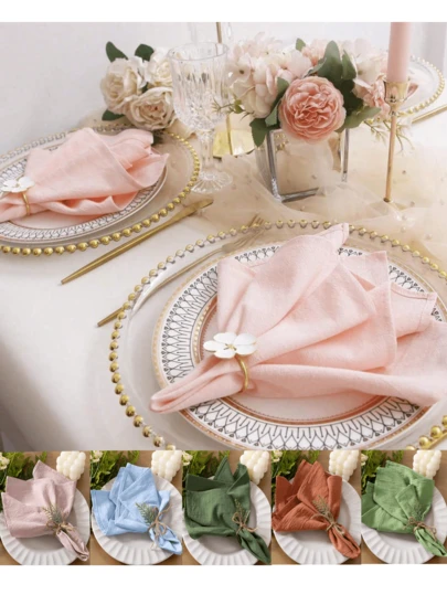 20pcs Pink Cloth Napkins, Soft Texture With Pleats, Solid Color Square Cloth Napkins, Suitable For Christmas, Wedding, Thanksgiving, Party Decoration, Available In Multiple Colors