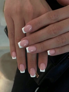 Upgrade Your Look 24-Piece Chinese A-Type White French Fashion Nail Set For Parties, Dances, And Daily Wear - Multicolor - View 1