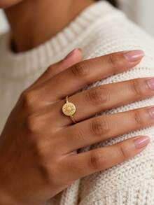 Charm-In Sunburst Sign 18K Gold Plated Ring | Dainty Celestial Fashion Ring For Women | Perfect For Summer Outfits & Daily Wear - Gold - View 2