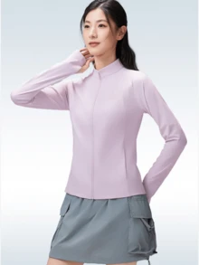 CAMEL CROWN 女士冰丝防晒服，轻便透气短款防晒外套，春夏户外修身防风夹克 - 晨煙粉 - 查看 3