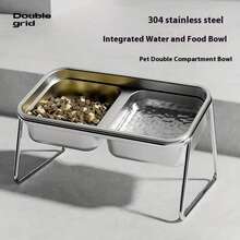1个不锈钢宠物碗，含2个碗，专为小型和中型猫狗设计，304不锈钢材质，防溢漏喂食和饮水碗，15°倾斜设计，呵护宠物颈部，满足宠物进食和饮水的双重需求。 - 寵物碗 - 查看 6