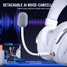 ATTACK SHARK L30PRO 无线游戏耳机，7.1环绕立体声，50mm驱动单元，20ms低延迟，可拆卸降噪麦克风，铝合金框架，四模连接 - 查看 9