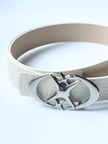 1条男士皮带，星形休闲复古派对街头风真皮皮带，时尚鳄鱼纹男女通用百搭皮带，适合搭配牛仔裤、日常穿着、派对、活动 - 彩色 - 查看 2