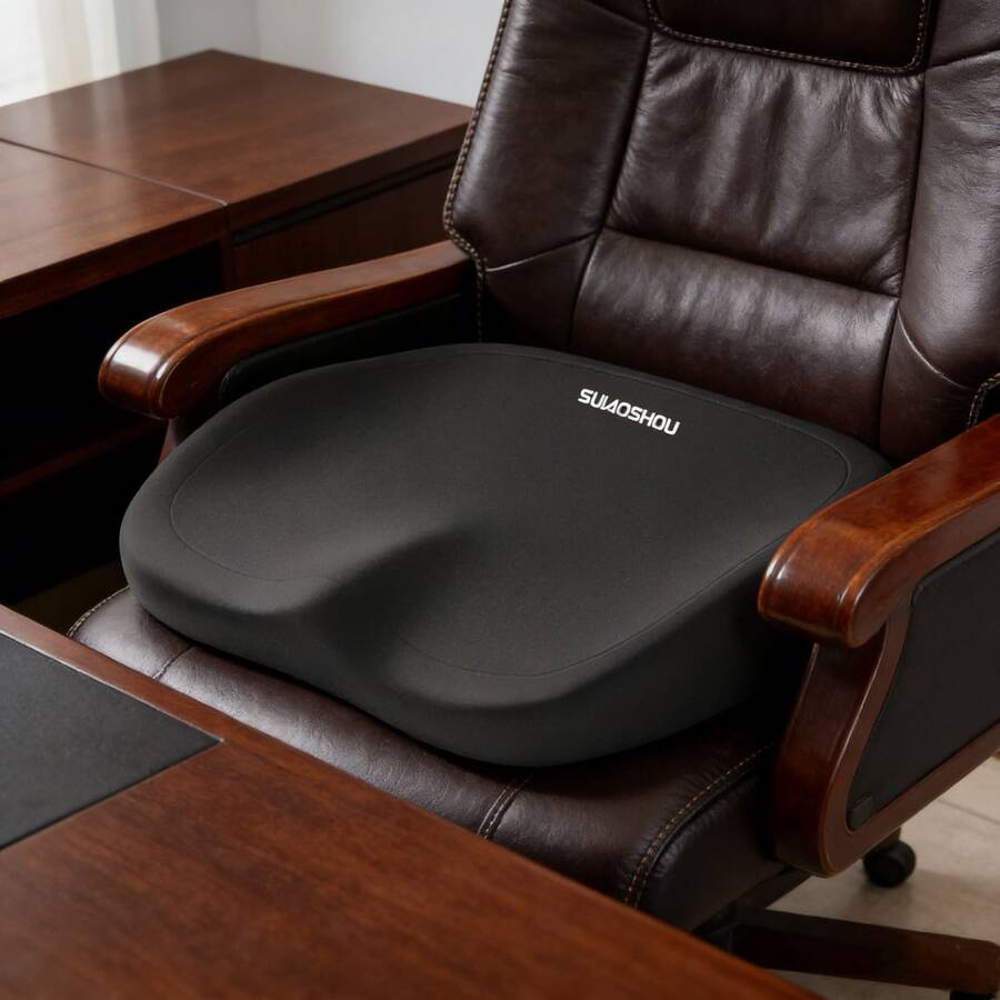 1 pieza Cojín de asiento de espuma de memoria gruesa, proporciona un apoyo cómodo para la parte baja de la espalda y las caderas, ideal para uso prolongado en la oficina o el estudio - 1PC - Ver 1
